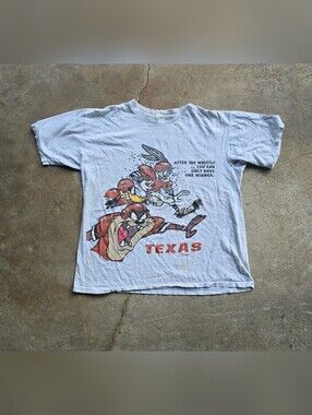 Vintage 90s Texas Longhorns Taz Looney Tunes Football Shirt Thrashed